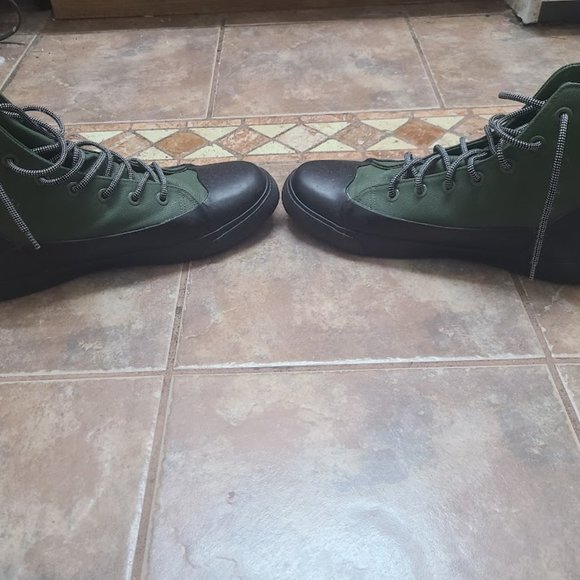 HUNTER GREEN CANVAS & BLACK LEATHER TOE MEN'S RAIN BOOTS/SIZE 12/EXCELLENT COND. - Picture 6 of 11